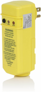 15 Amp Manual Reset GFCI Right Angle Plug, Yellow, 3 FT Cord Length