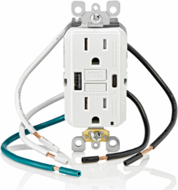 SmartlockPro GFCI USB In-Wall Charger Outlet 15A 125V 24W A/C White