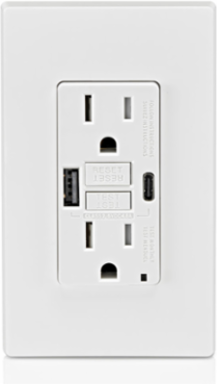 SmartlockPro GFCI USB In-Wall Charger Outlet 15A 125V 24W A/C White