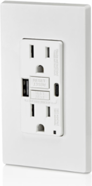 SmartlockPro GFCI USB In-Wall Charger Outlet 15A 125V 24W A/C White