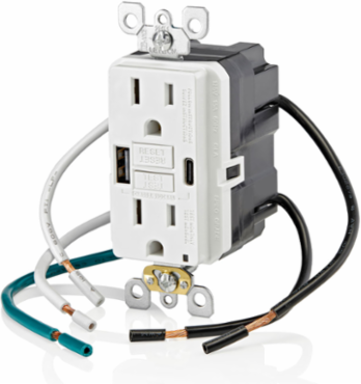 SmartlockPro GFCI USB In-Wall Charger Outlet 15A 125V 24W A/C White