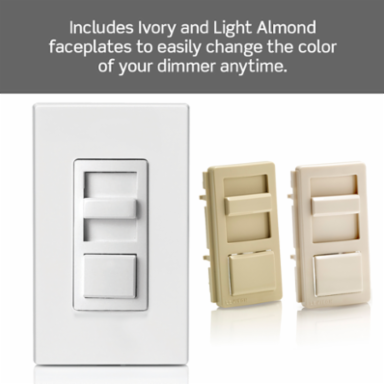 IllumaTech Dimmer Switch, 150W LED/600W Incandescent, Slide Control, 120VAC