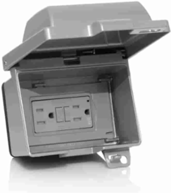1-Gang Weatherproof Receptacle Kit, Aluminum, 15A, Gray