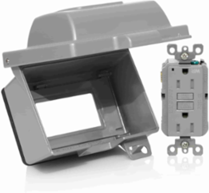 1-Gang Weatherproof Receptacle Kit, Aluminum, 15A, Gray