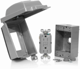 1-Gang Weatherproof Receptacle Kit, 15A, 125V, Aluminum Box, Gray