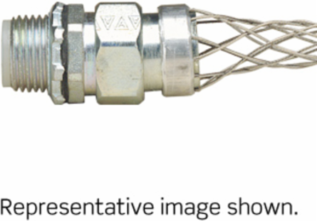 1/2 Inch Liquid-Tight Metal Core Conduit, Straight Male Fitting, Zinc-Plated Steel Body