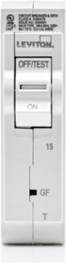 15A GFCI Thermal Magnetic Circuit Breaker, 120VAC, 1-Pole, 10KA