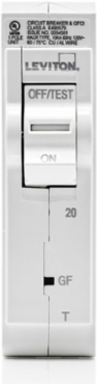 20A 1-Pole GFCI Circuit Breaker, Thermal Magnetic, 120V, 10 KA Short Circuit Rating