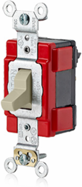 Lev-Lok 20A 120/277V 3-Way Toggle Switch, Extra Heavy Duty, Self-Grounding
