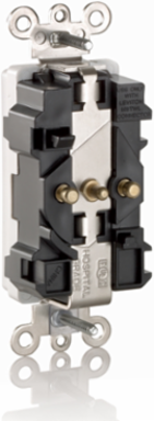Lev-Lok Decora Plus 15 Amp Duplex Receptacle, Hospital Grade, 125 VAC