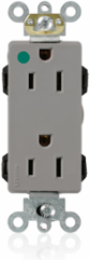 Lev-Lok Decora Plus 15 Amp Duplex Receptacle, Hospital Grade, 125 VAC
