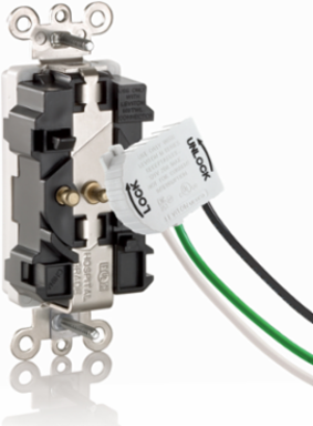 15 Amp Hospital Grade Illuminated Duplex Receptacle, 125 Volt, Self-Grounding