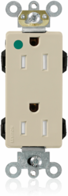 15 Amp Hospital Grade Duplex Receptacle, Illuminated, Nylon, Self-Grounding