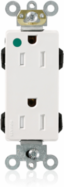 15 Amp Duplex Receptacle, Hospital Grade, Illuminated, Self-Grounding, 125 VAC
