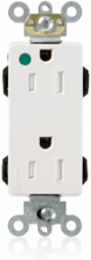 15 Amp Duplex Receptacle, Hospital Grade, Illuminated, Self-Grounding, 125 VAC