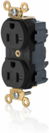 20 Amp Lev-Lok Duplex Receptacle, Black, NEMA 5-20R, Self-Grounding