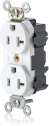 20 Amp Duplex Receptacle, Heavy-Duty Industrial Grade, Smooth Face, Self-Grounding