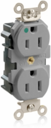 Lev-Lok Duplex Receptacle, 15 Amp, 125 Volt, Extra Heavy-Duty Hospital Grade, Gray