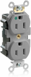 Lev-Lok Duplex Receptacle, Heavy-Duty Hospital Grade, 15 Amp, 125 Volt, Gray