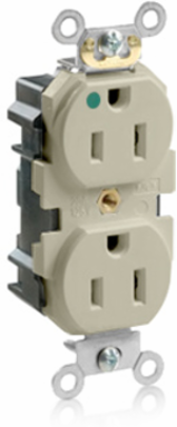 Lev-Lok Duplex Receptacle, 15 Amp, 125 Volt, Hospital Grade, Self-Grounding