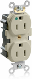 Lev-Lok Duplex Receptacle, 15 Amp, 125 Volt, Hospital Grade, Self-Grounding