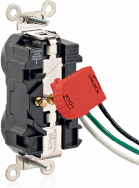 Lev-Lok Duplex Receptacle, Heavy-Duty Hospital Grade, 15 Amp, 125 Volt, NEMA 5-15R