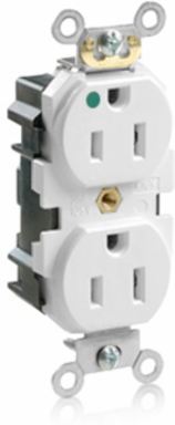 Lev-Lok Duplex Receptacle, Heavy-Duty Hospital Grade, 15 Amp, 125 Volt, NEMA 5-15R