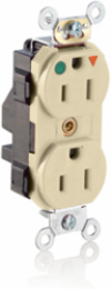 Lev-Lok Heavy-Duty Hospital Grade Duplex Receptacle, 15 Amp, 125 Volt, NEMA 5-15R
