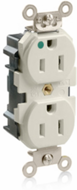 Lev-Lok Duplex Receptacle, 15 Amp, 125 Volt, Extra Heavy-Duty Hospital Grade, Light Almond