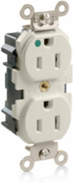 Lev-Lok Duplex Receptacle, 15 Amp, 125 Volt, Extra Heavy-Duty Hospital Grade, Light Almond