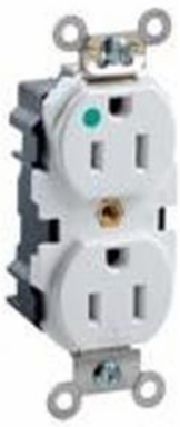 Lev-Lok Duplex Receptacle, 20 Amp, 125 Volt, Extra Heavy-Duty Hospital Grade, Blue