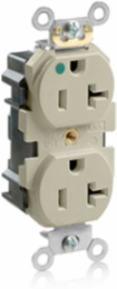 Lev-Lok Duplex Receptacle, Heavy-Duty Hospital Grade, 20 Amp, 125 Volt, Ivory