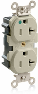 Lev-Lok Duplex Receptacle, 20 Amp, 125 Volt, Extra Heavy-Duty Hospital Grade