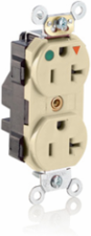 Lev-Lok Hospital Grade Duplex Receptacle, 20 Amp, 125 Volt, Ivory