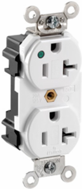 Lev-Lok Duplex Receptacle, 20 Amp, 125 Volt, Extra Heavy-Duty Hospital Grade