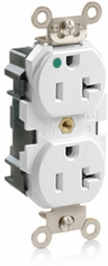Lev-Lok 20 Amp Duplex Receptacle, Extra Heavy-Duty Hospital Grade, 125 Volt