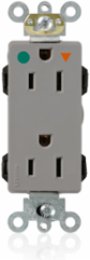 Lev-Lok Decora Plus Duplex Receptacle, 15 Amp, 125 Volt, Heavy-Duty Hospital Grade
