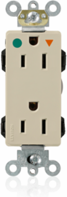 Lev-Lok Decora Plus Duplex Receptacle, 15 Amp, 125 Volt, Heavy-Duty Hospital Grade
