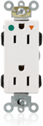 Lev-Lok Decora Plus Isolated Ground Duplex Receptacle, 15 Amp, 125 Volt, Hospital Grade