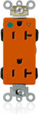 Lev-Lok Decora Plus Isolated Ground Duplex Receptacle, 20 Amp, 125 Volt, Hospital Grade