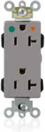 Lev-Lok Decora Plus Duplex Receptacle, 20 Amp, 125 Volt, Isolated Ground, Hospital Grade