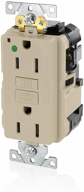 SmartlockPro GFCI Receptacle 15 Amp, Extra Heavy-Duty, NEMA 5-15R, Ivory