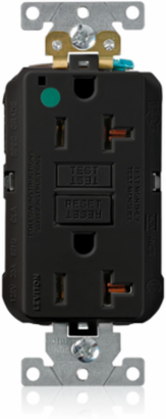 20 Amp SmartlockPro GFCI Receptacle, Extra Heavy-Duty Hospital Grade, 125 Volt, Black