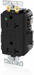 20 Amp SmartlockPro GFCI Receptacle, Extra Heavy-Duty Hospital Grade, 125 Volt, Black