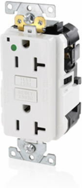 20 Amp GFCI Receptacle, Hospital Grade, Self-Grounding, NEMA 5-20R, 125 Volt