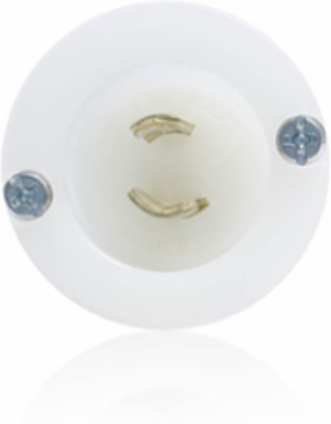 Mini Locking Flanged Inlet Receptacle, 15 Amp, 125 Volt, Non-Grounding, White
