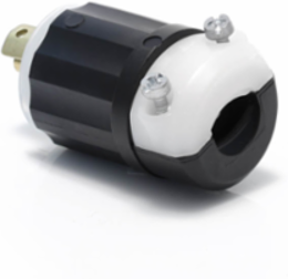Mini Locking Plug 15 Amp 125/250 Volt NEMA ML3P Heavy-Duty Black & White