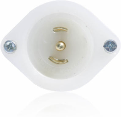 Mini Flanged Inlet Locking Receptacle, 15 Amp, 125/250 Volt, White