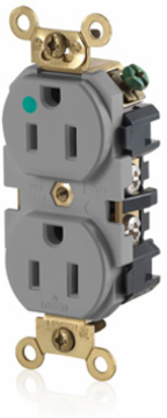 Extra Heavy-Duty Hospital Grade Duplex Receptacle 15 Amp 125 Volt Gray