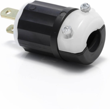 Midget Plug 15 Amp 125 Volt Non-Grounding, NEMA 1-15P, Black & White